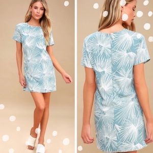 Lulus Cancun Calling blue and cream shift dress size Small
